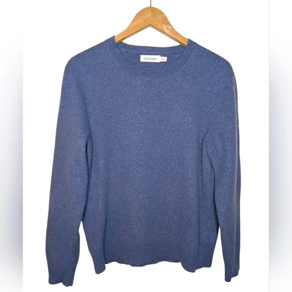 Calvin Klein Blue Wool Blend Crew Neck Sweater Men’s Medium - Picture 2 of 13